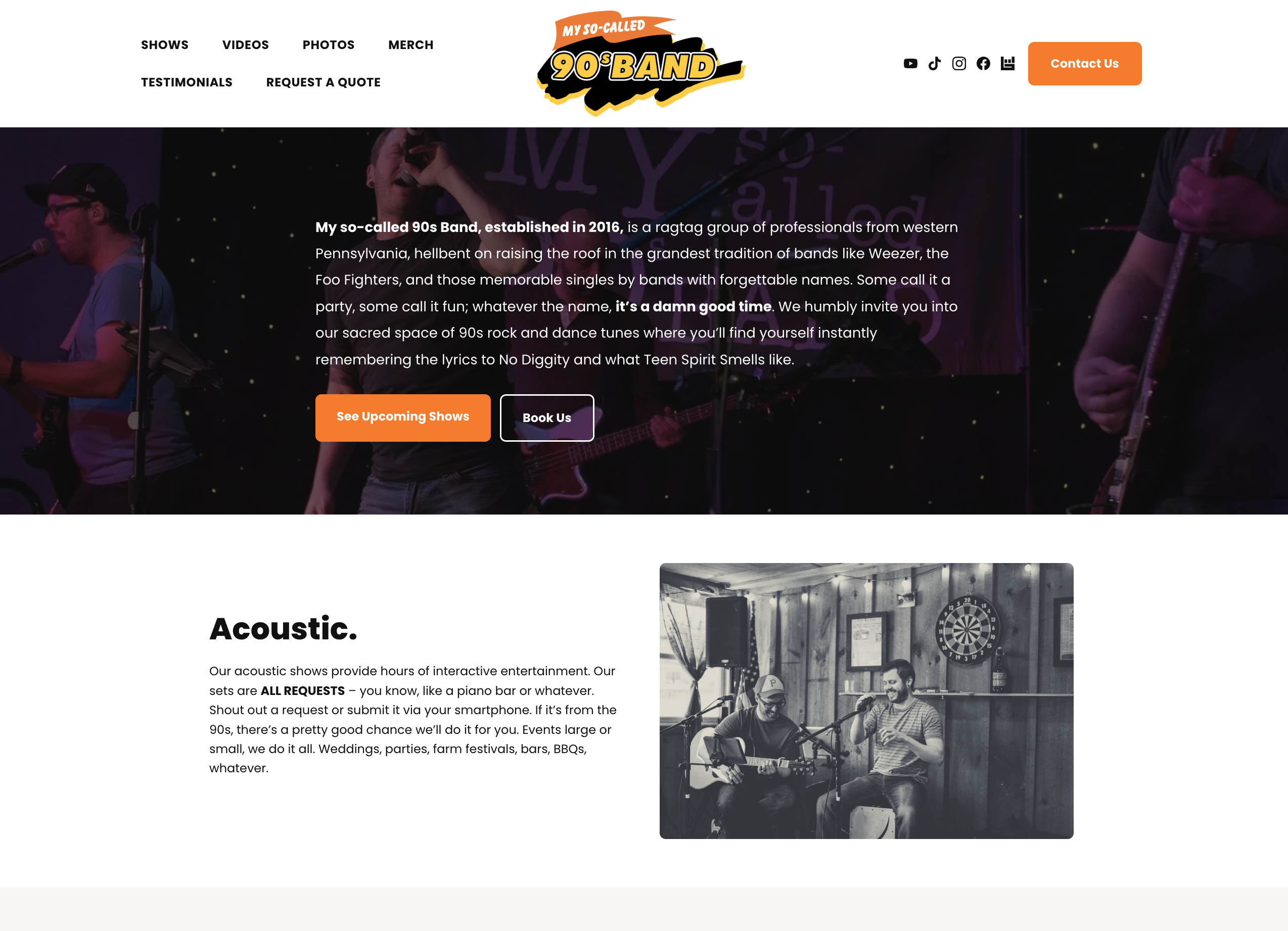 My so-called 90s Band website screenshot